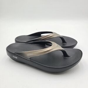 B1 Oofos Oolala Luxe Womens Black Size 8 Recovery Sandals Flip Flops